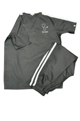 Black Scrub Set with White Stripes - Medium