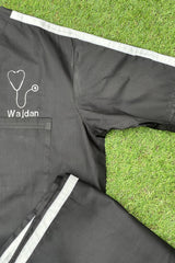 Black Scrub Set with White Stripes - Medium