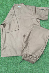 Brown Scrub Set with Shoulder Zipper - XXL