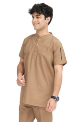 Men's Modern Fit Scrub Set with Shoulder Zip Design