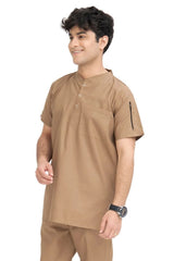 Men's Modern Fit Scrub Set with Shoulder Zip Design