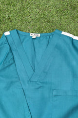 Teal Scrub Set with White Stripes - XXL