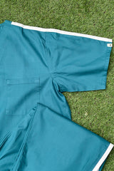 Teal Scrub Set with White Stripes - XXL
