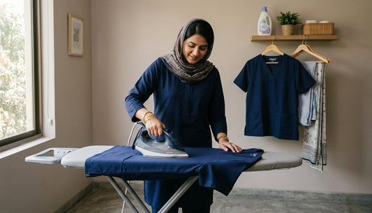 Wrinkle-free ironed scrub