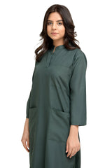 Women's Mandarin Collar Scrub Set with Pockets - top view