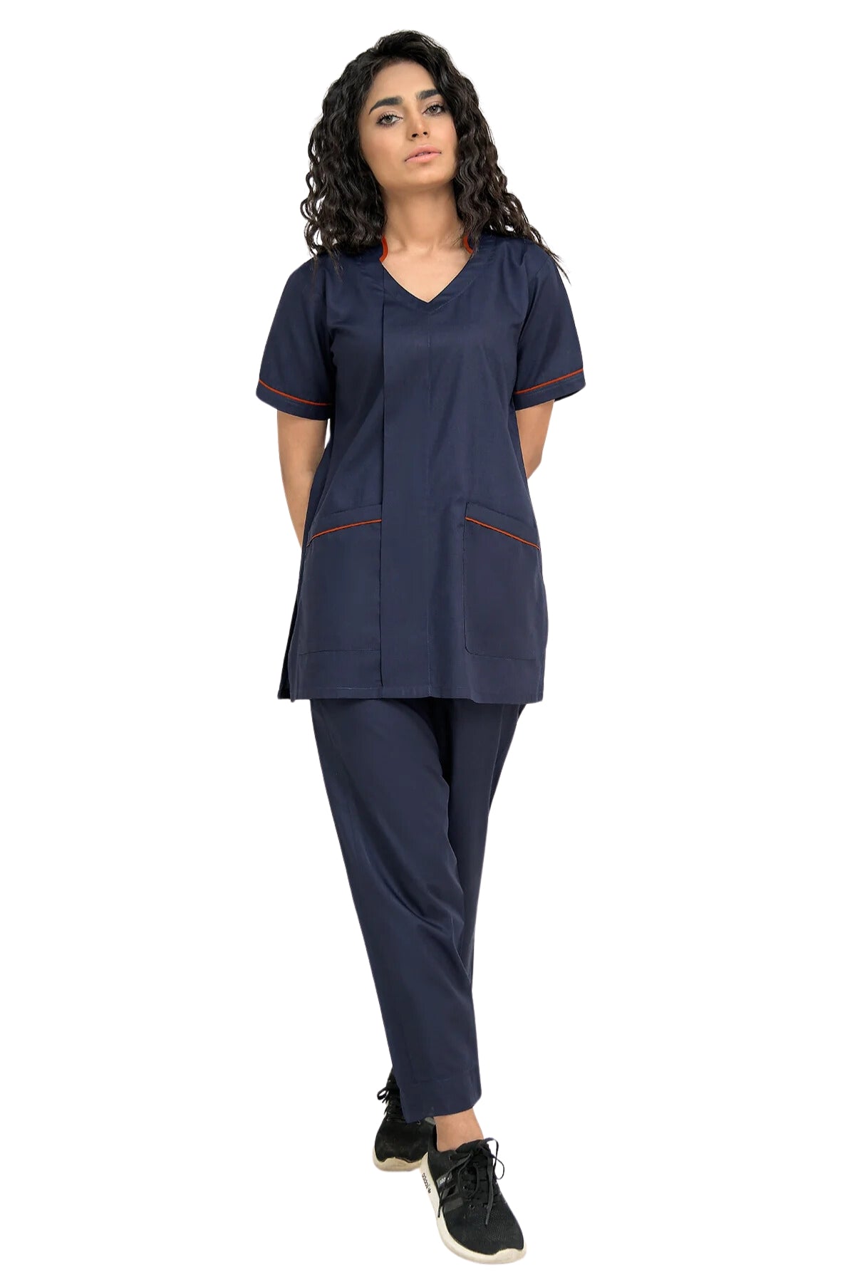 Contrast-Care Tunic Scrubs Set - full front view