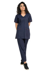 Contrast-Care Tunic Scrubs Set - full front view