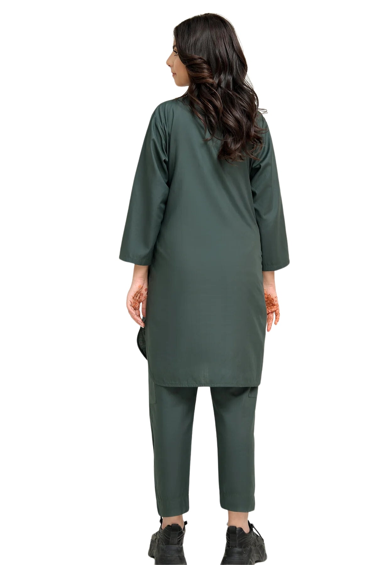 Women's Mandarin Collar Scrub Set with Pockets - back view