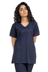 Contrast-Care Tunic Scrubs Set - front shirt view