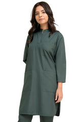 Women's Mandarin Collar Scrub Set with Pockets - top view