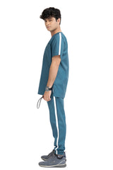 Professional Scrub Set with Contrast Side Stripes - left side view