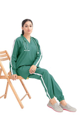 Professional Scrub Set with Contrast Side Stripes - left side view