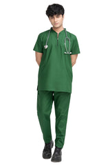 Zipper-Neck Scrub Set with Side Seam Pockets - front view