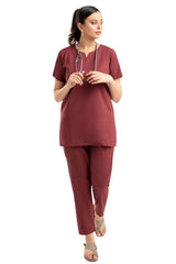 Circular Neckline Scrub Set - full front view