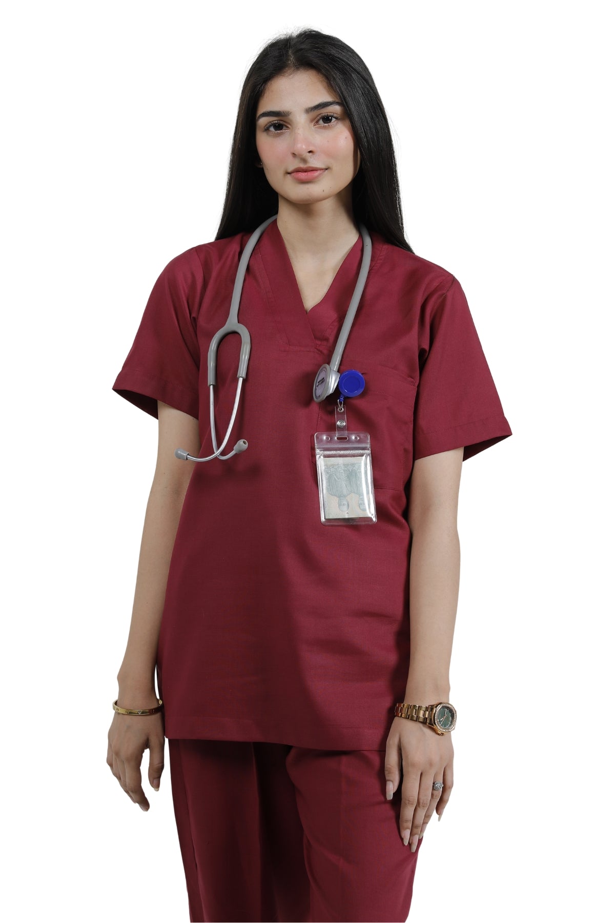 Functional Scrub Set with Multiple Pockets-Shirt