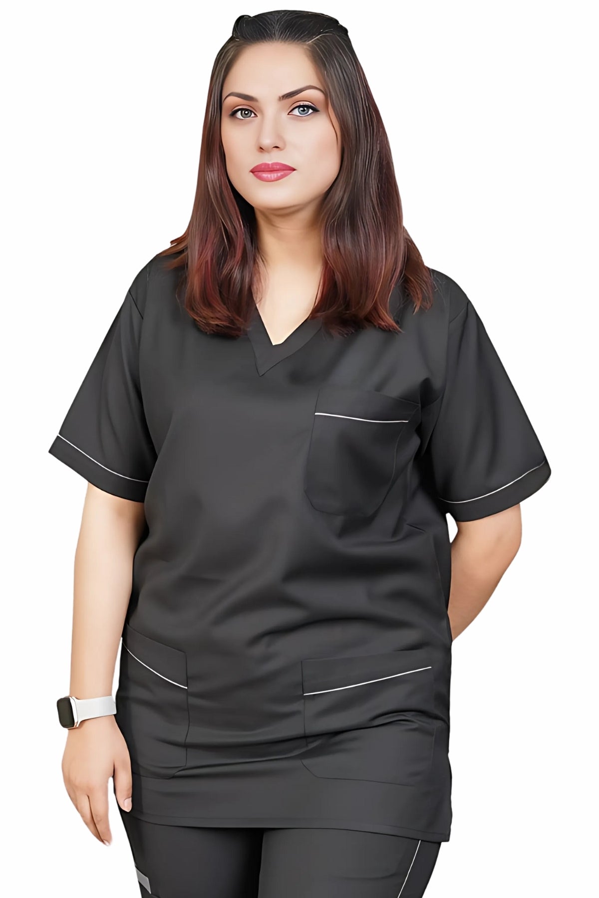 Pediatric Pro Piped Scrub Set with Pockets - top pocket view