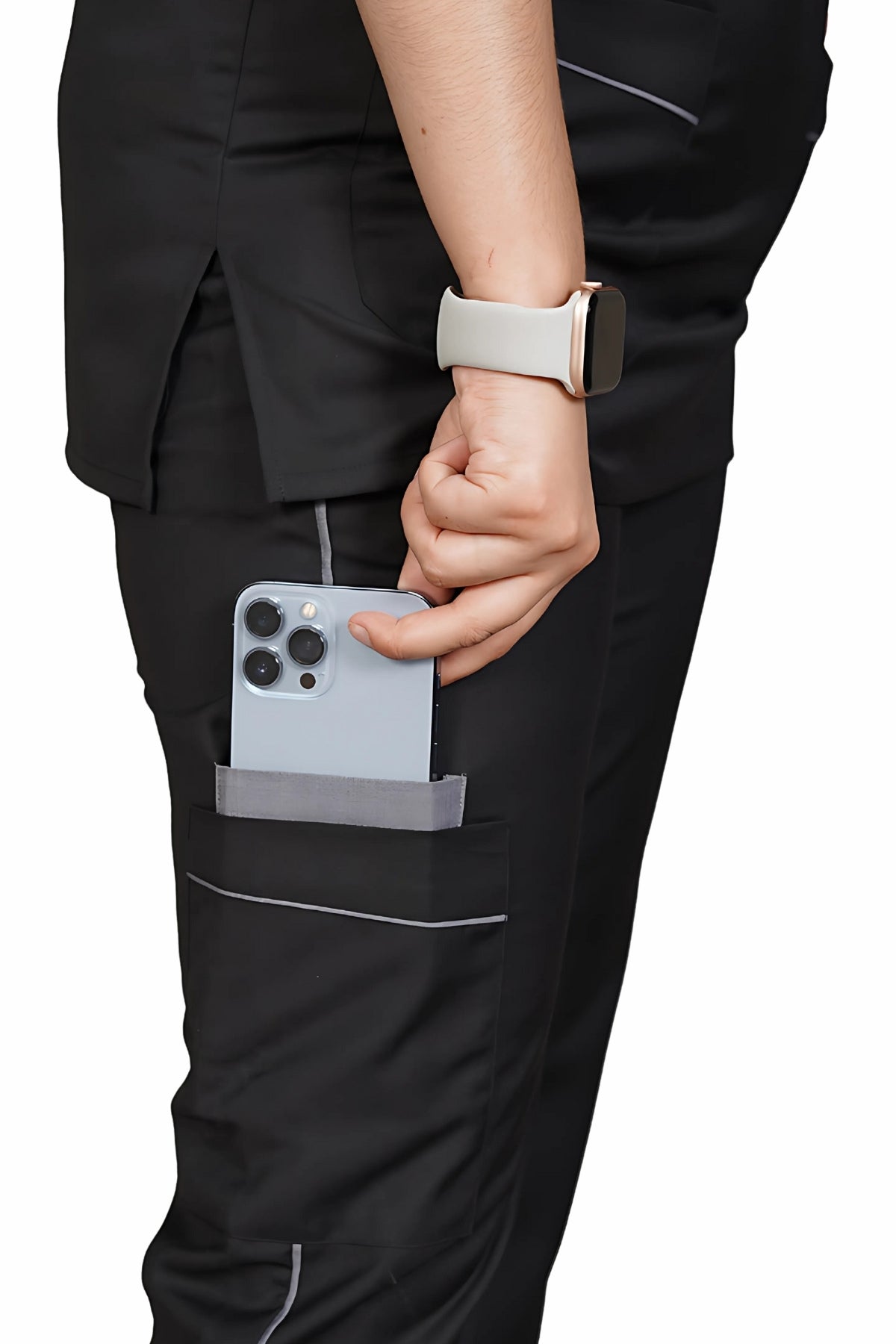 Pediatric Pro Piped Scrub Set with Pockets - bottom pocket view