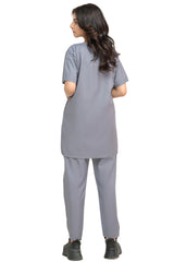 Premium Medical Scrub Set with Notch Neck - back view