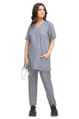 Premium Medical Scrub Set with Notch Neck - front view