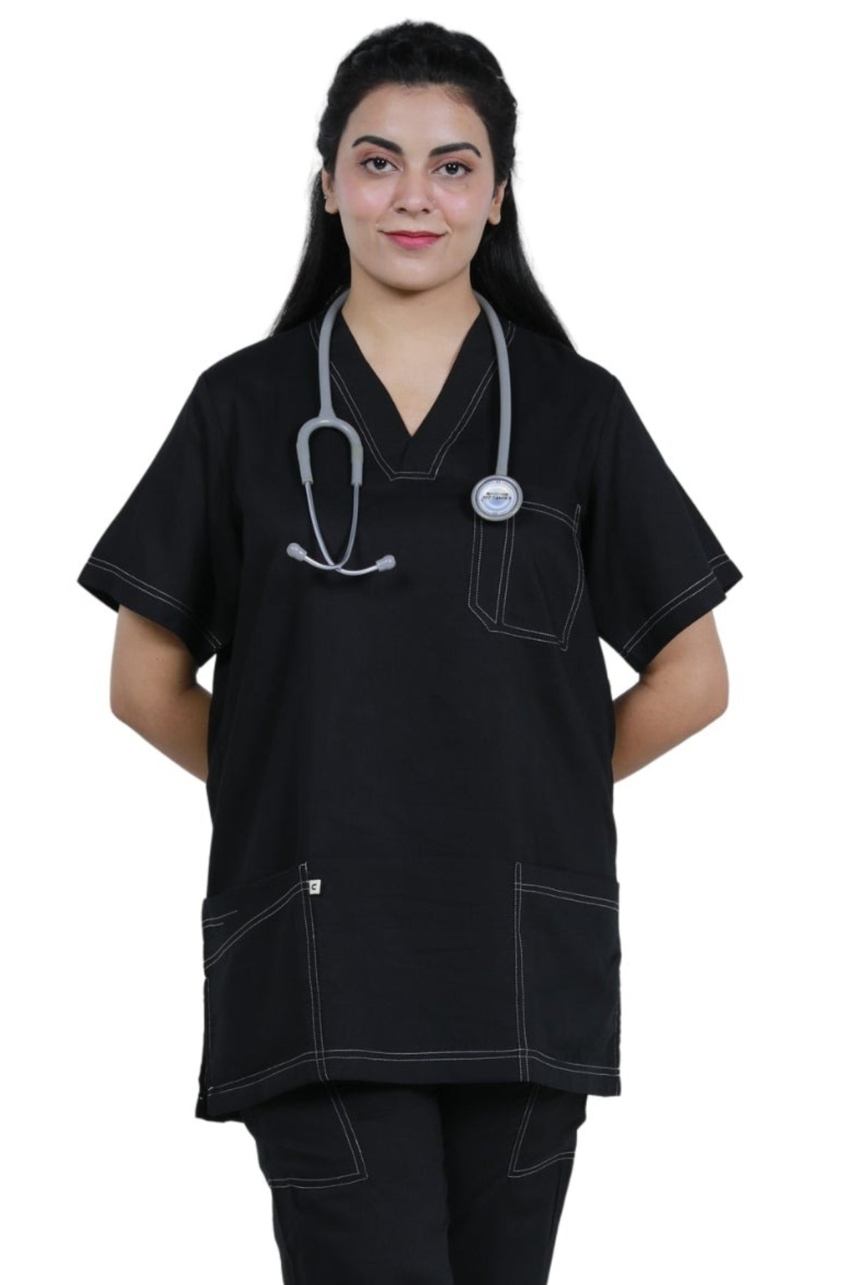 Stylish Medical Scrub Set with Double Stitching