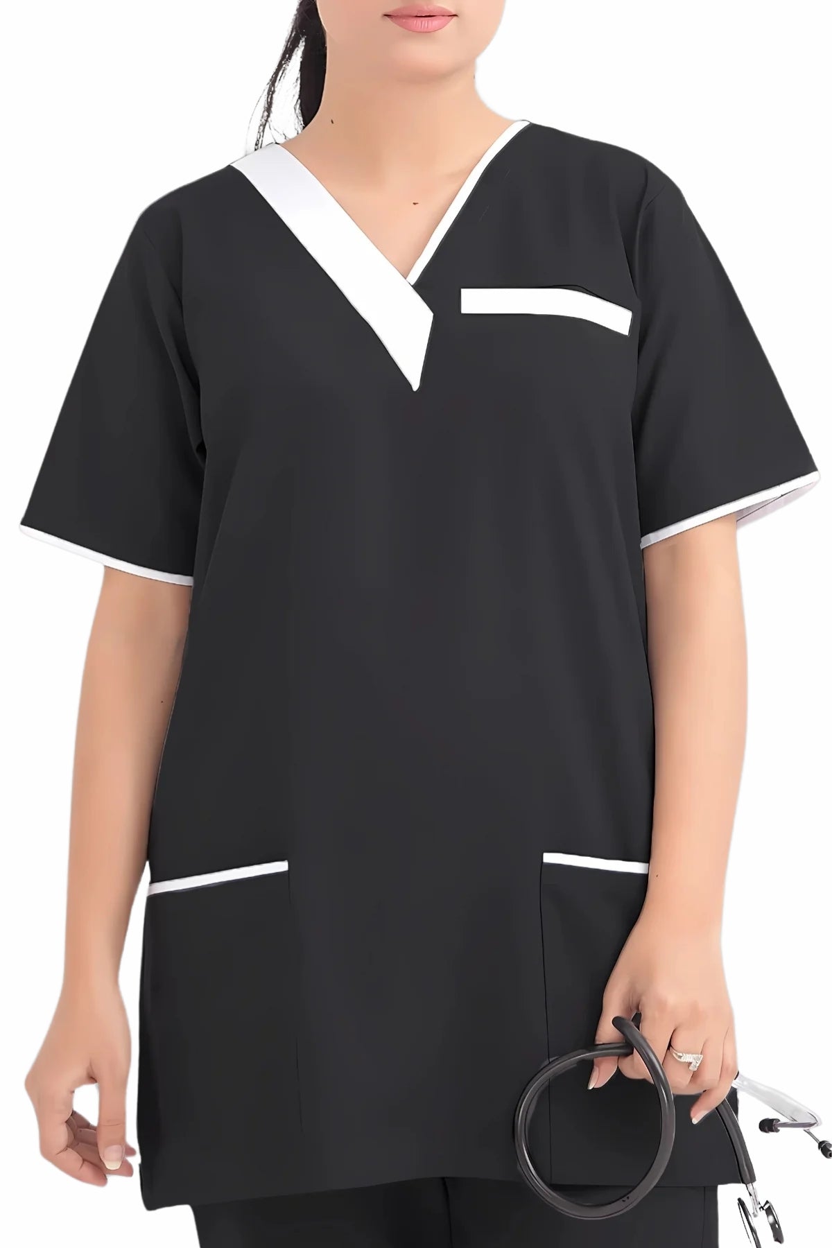 Women's Two-Tone V-Neck Scrub Set